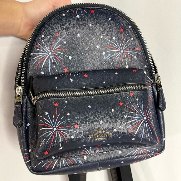 COACH #f72774 | ULTRA RARE navy firework Americana printed mini Charlie backpack - Picture 5 of 13